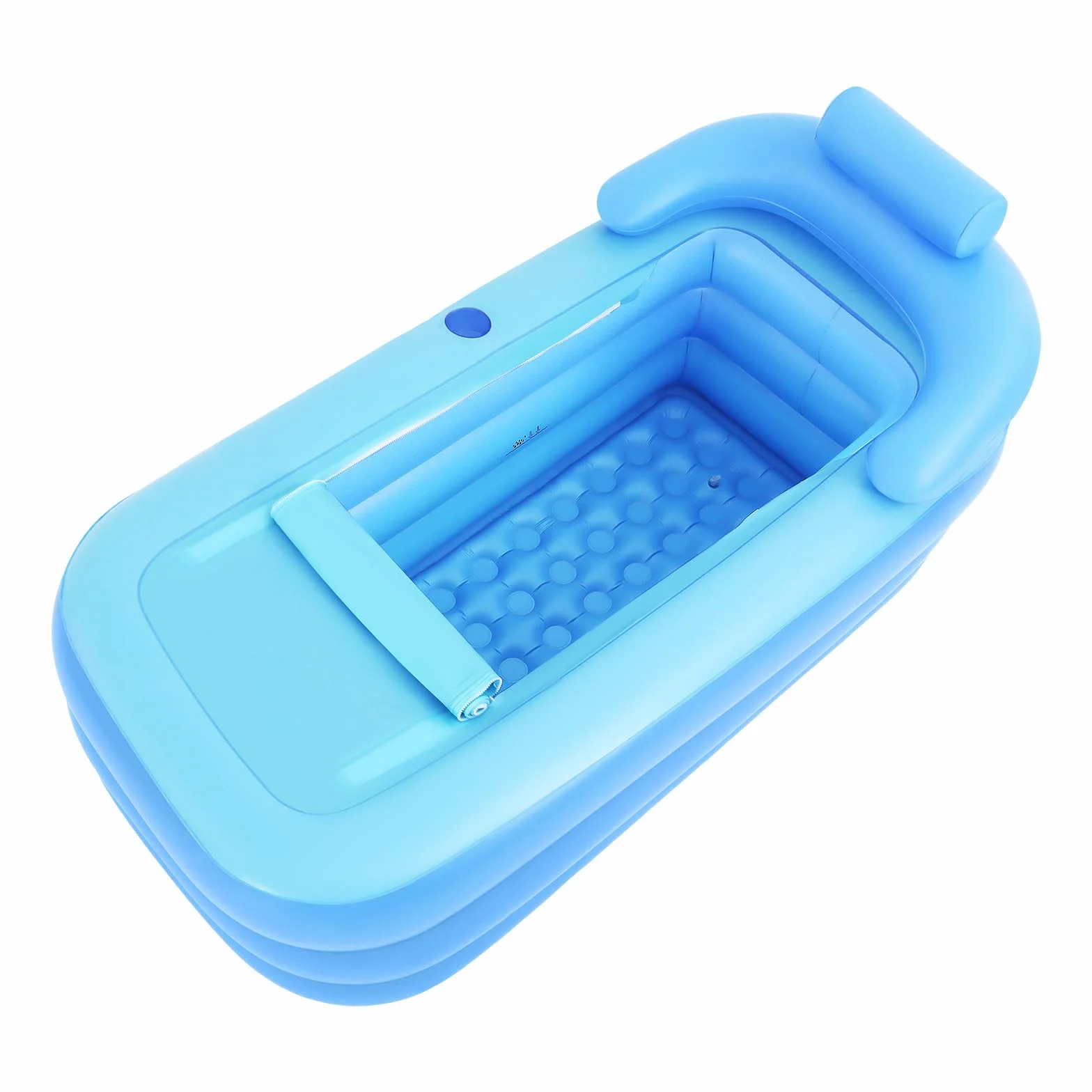 Bañera móvil para adultos, PVC plegable, bañera inflable, 160 x 84 x 64 cm, fondo de burbujas grueso, bañera de spa con tapa de cremallera para el hogar, camping y viajes, azul