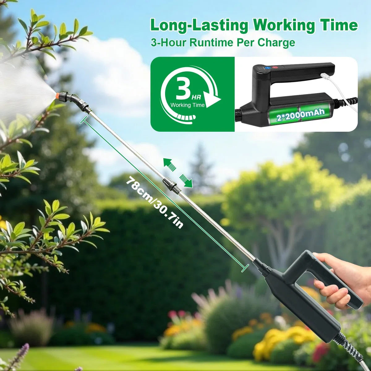 SYLSTAR Pulverizador Electrico 12L, 3 Velocidades Sulfatadora Bateria Recargable con 5 Boquillas Niebla, 7.4V Pulverizador Bateria, Mochila Pulverizadora para Jardín Huerto Riego