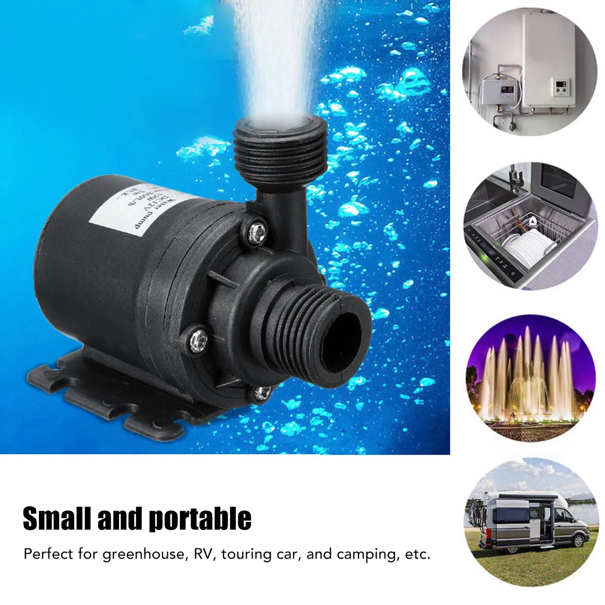 Kit de Bomba de Fuente Solar de 30 W, Bomba de Agua de Panel de Silicio Policristalino 800 L por Hora para Camping de Invernadero de RV
