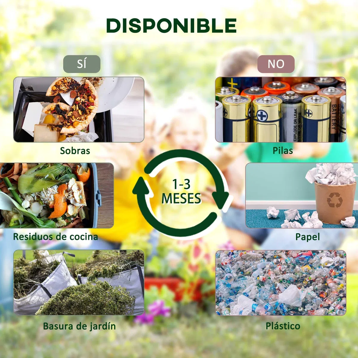 Outsunny Compostador Giratorio de 130L Contenedor de Compostaje de Jardín de Doble Cámara Compostadora con Aberturas de Ventilación y Patas de Acero 67x60x77 cm Negro