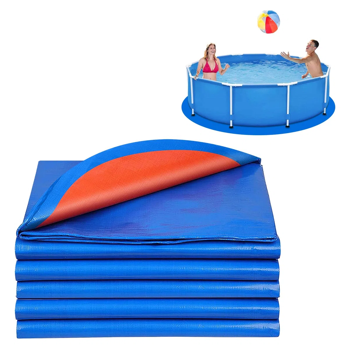 Lona de Suelo para Piscina, Protección para Piscina, Alfombrilla de Protección para Piscina, Adecuada para Piscinas Circulares, Adecuada para Piscinas de Fondo Plano, Protección para Piscinas
