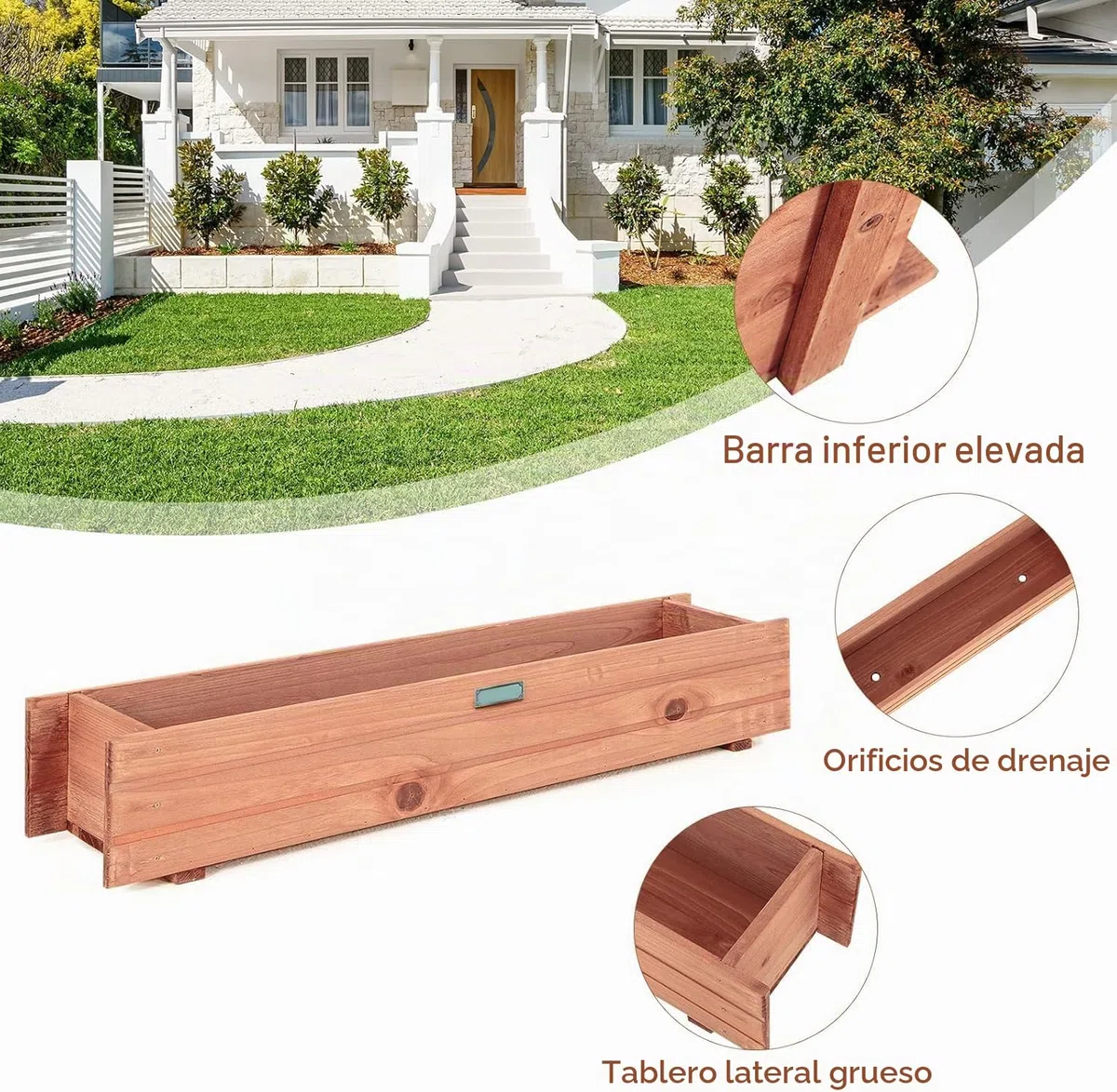 FANTASK Jardinera de Madera, bancal de jardín para Verduras, Frutas, Hierbas, jardineras para jardín, césped, terraza, balcón, marrón