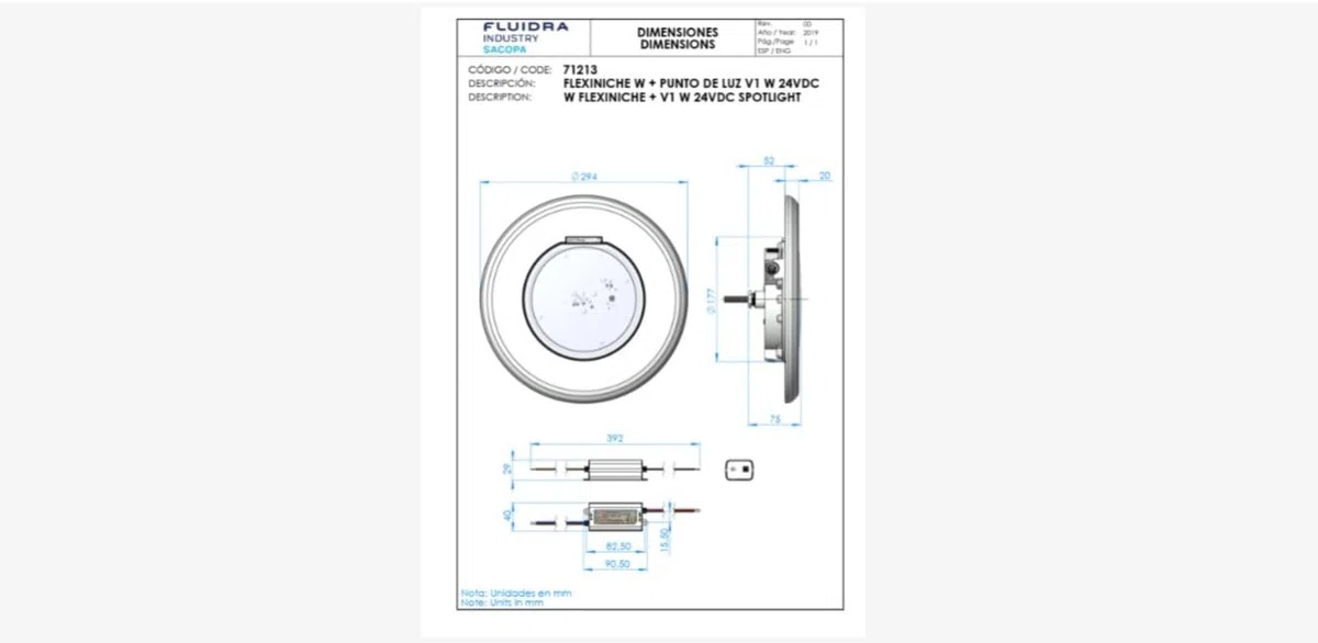 Astralpool 71213 Lumiplus FlexiNiche: embellecedor Blanco + Punto de luz Blanco DC