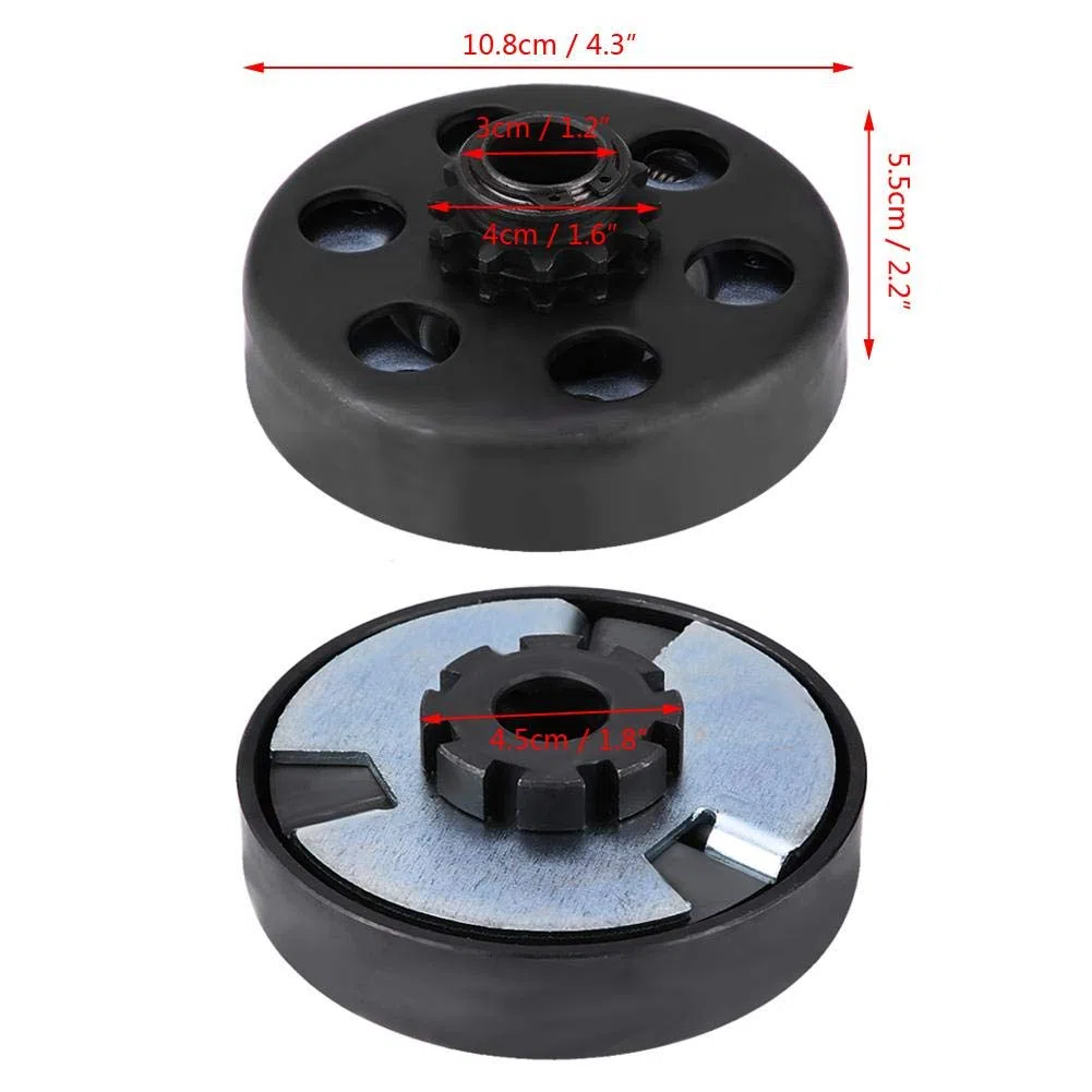 Embrague centrífugo, 3/4 pulg. Embrague centrífugo Embrague de 12 dientes Mini bicicleta Go-kart Cluth con 35 juegos de tornillos de cadena aptos para motores de
