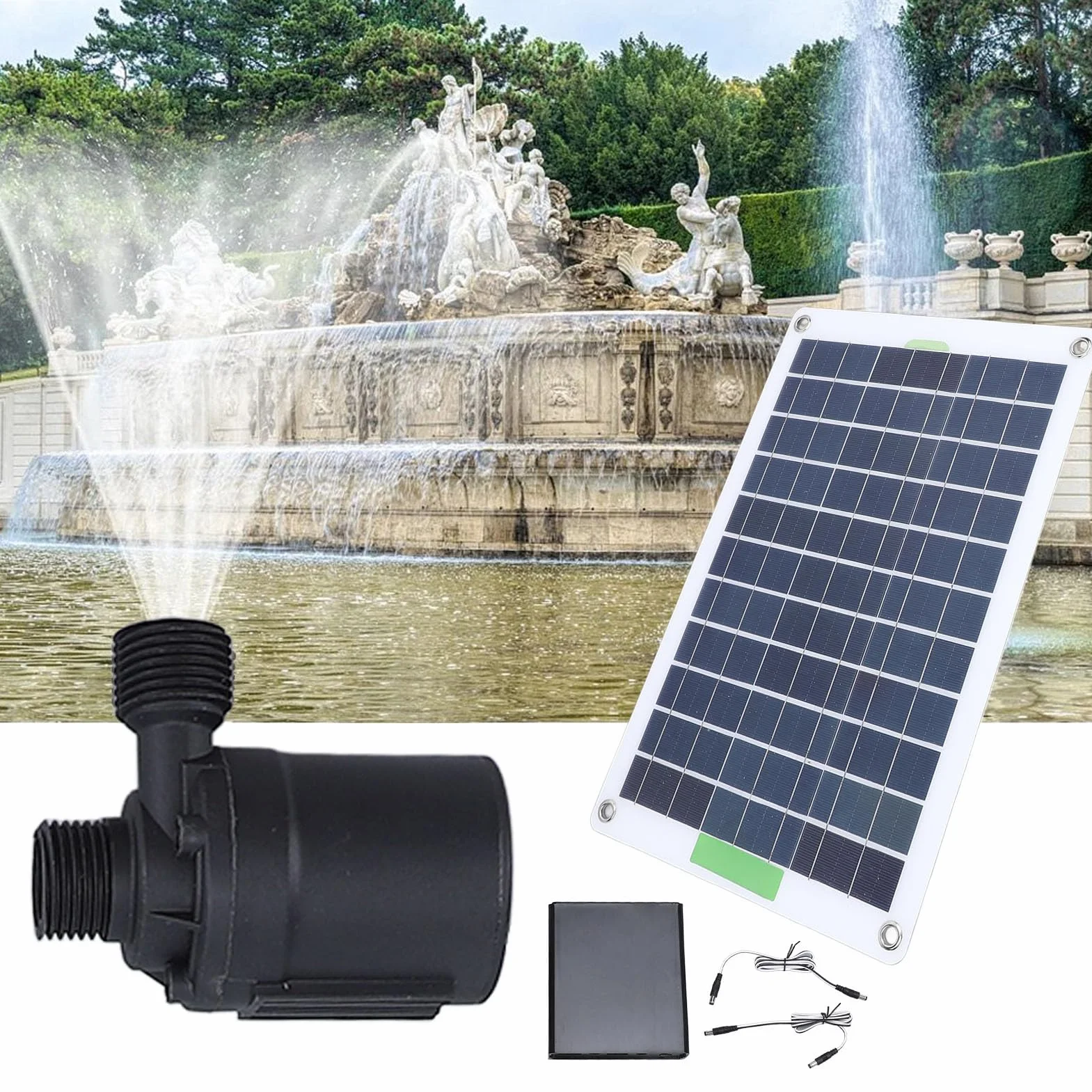 Bomba de Agua Solar, Bomba de Fuente Solar de 16.4 Pies con 100 W Fuente de Agua Solar con Energía Solar para Estanque, Estanque de Pescado, Jardín de Vida Silvestre, Cascada, Hidroponía