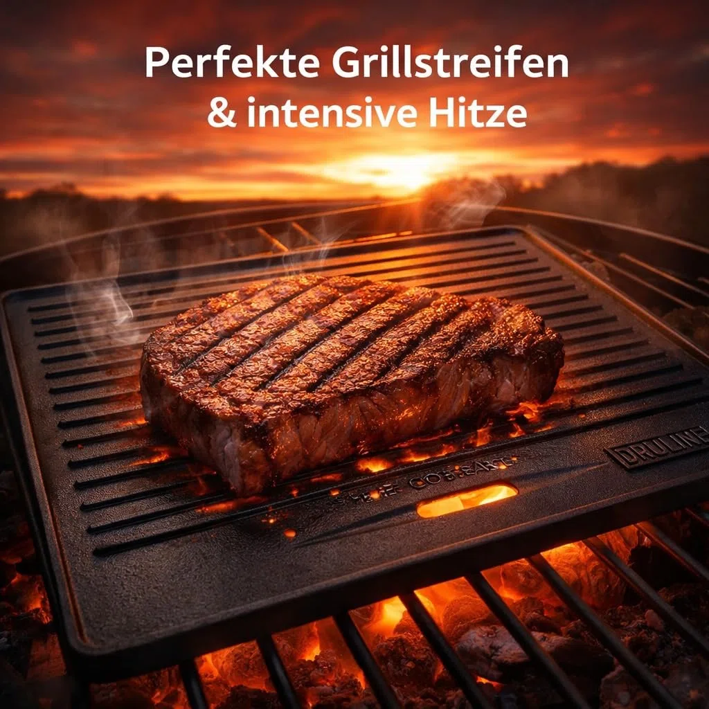 GP1 - Plancha para parrilla de la serie PRO/RED, placa reversible de hierro fundido, accesorio universal de 4,15 kg, 40 x 30 cm, revestimiento de esmalte acanalado y liso, superficie utilizable, color