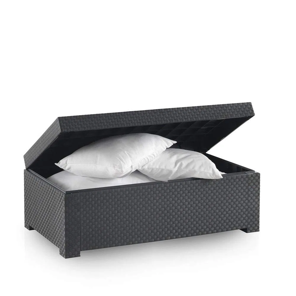 Shaf - Diva | Baul Almacenaje Exterior para Muebles de Jardin - Arcon Exterior Jardin con Almacenaje | Fabricado en España con Materiales Reciclados - Color Grafito