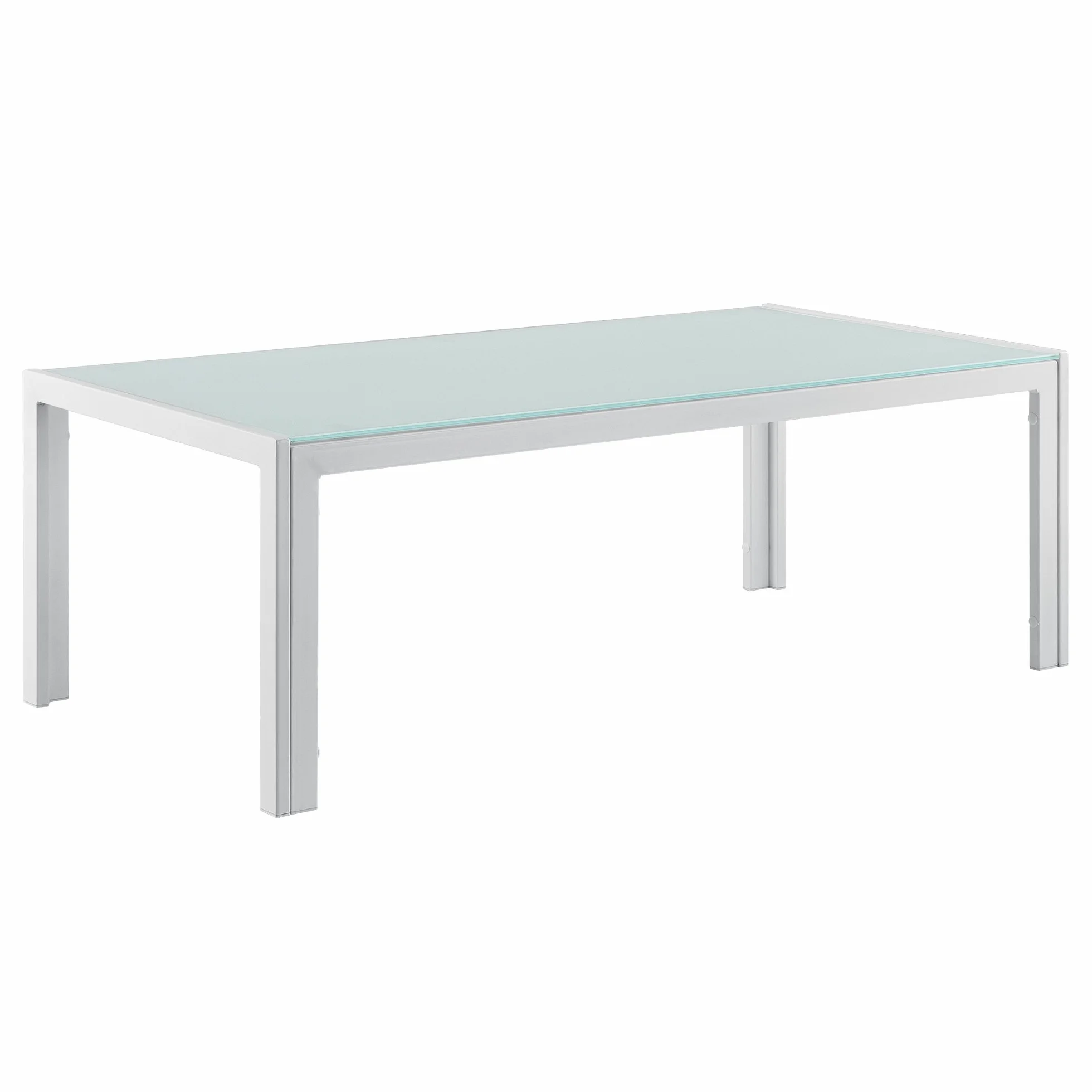 casa.pro Mesa de Centro de Vidrio 100 x 50 x 35 cm Mesa de jardín armazón Hierro diseño terraza Blanco
