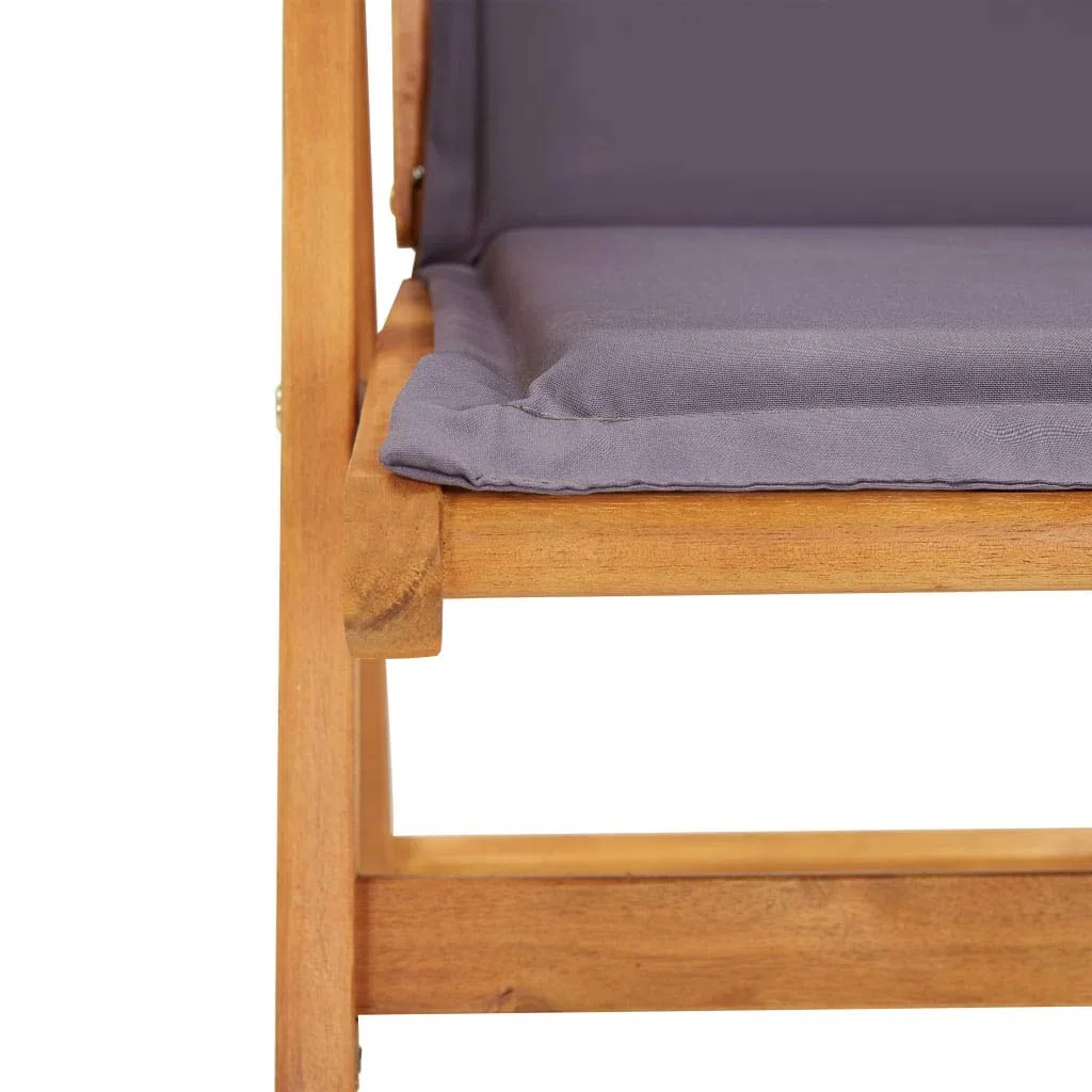 vidaXL 2X Madera Maciza Acacia Sillas Reclinables de Jardín con Cojín Mueble Tumbona para Salón Balcón Sillón Exterior Patio Cerca de Piscina Gris