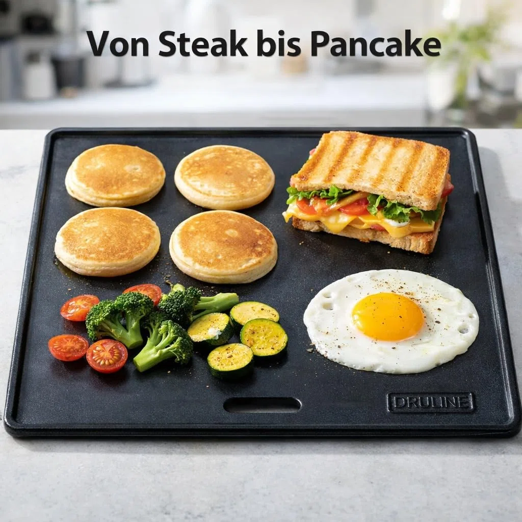 GP1 - Plancha para parrilla de la serie PRO/RED, placa reversible de hierro fundido, accesorio universal de 4,15 kg, 40 x 30 cm, revestimiento de esmalte acanalado y liso, superficie utilizable, color
