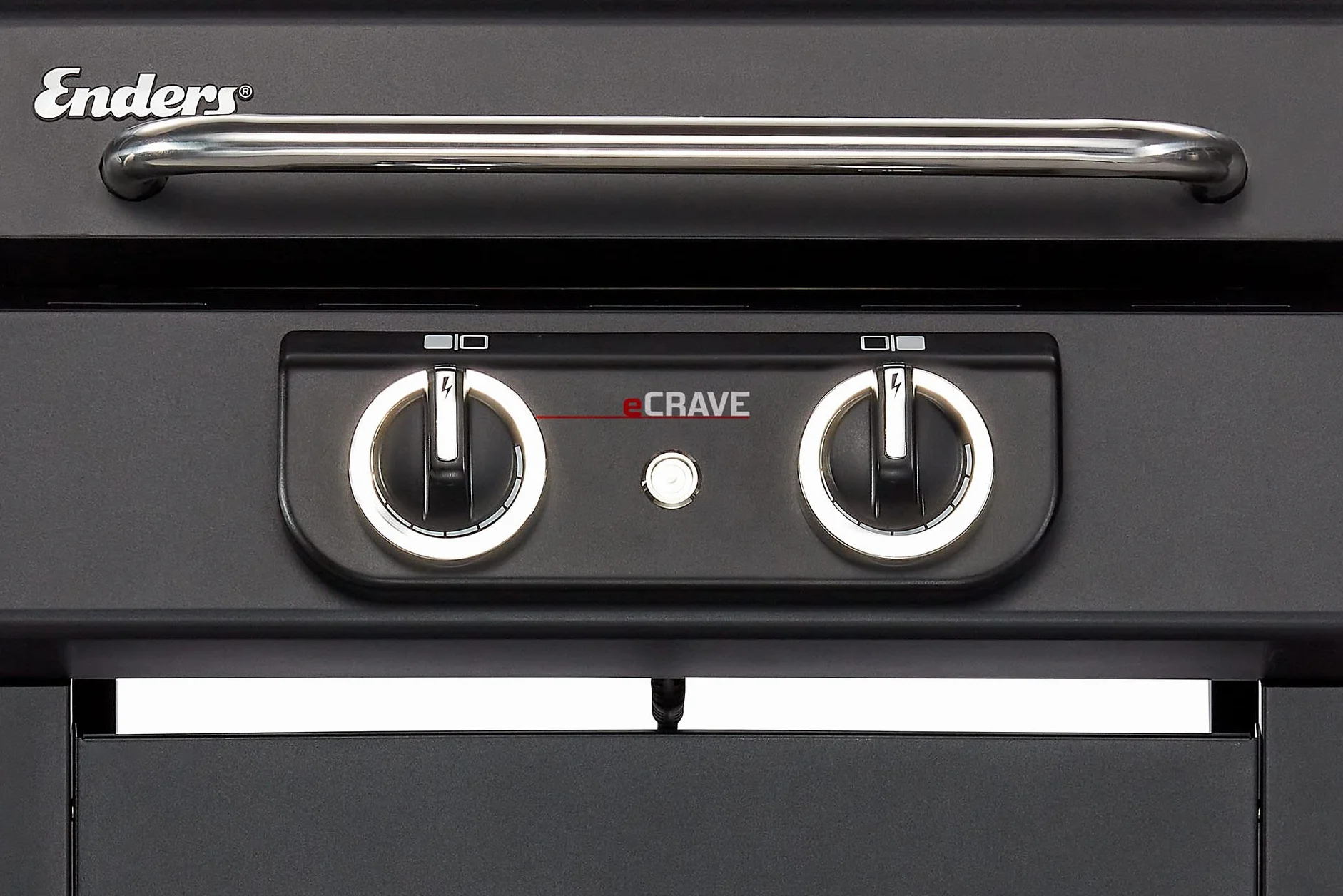 Enders eCRAVE Parrilla eléctrica de exterior, Parrilla de hierro fundido, Carro de parrilla con mucho espacio de almacenamiento, 2 potentes elementos, compacta, 103 x 51,5 x H 99 cm