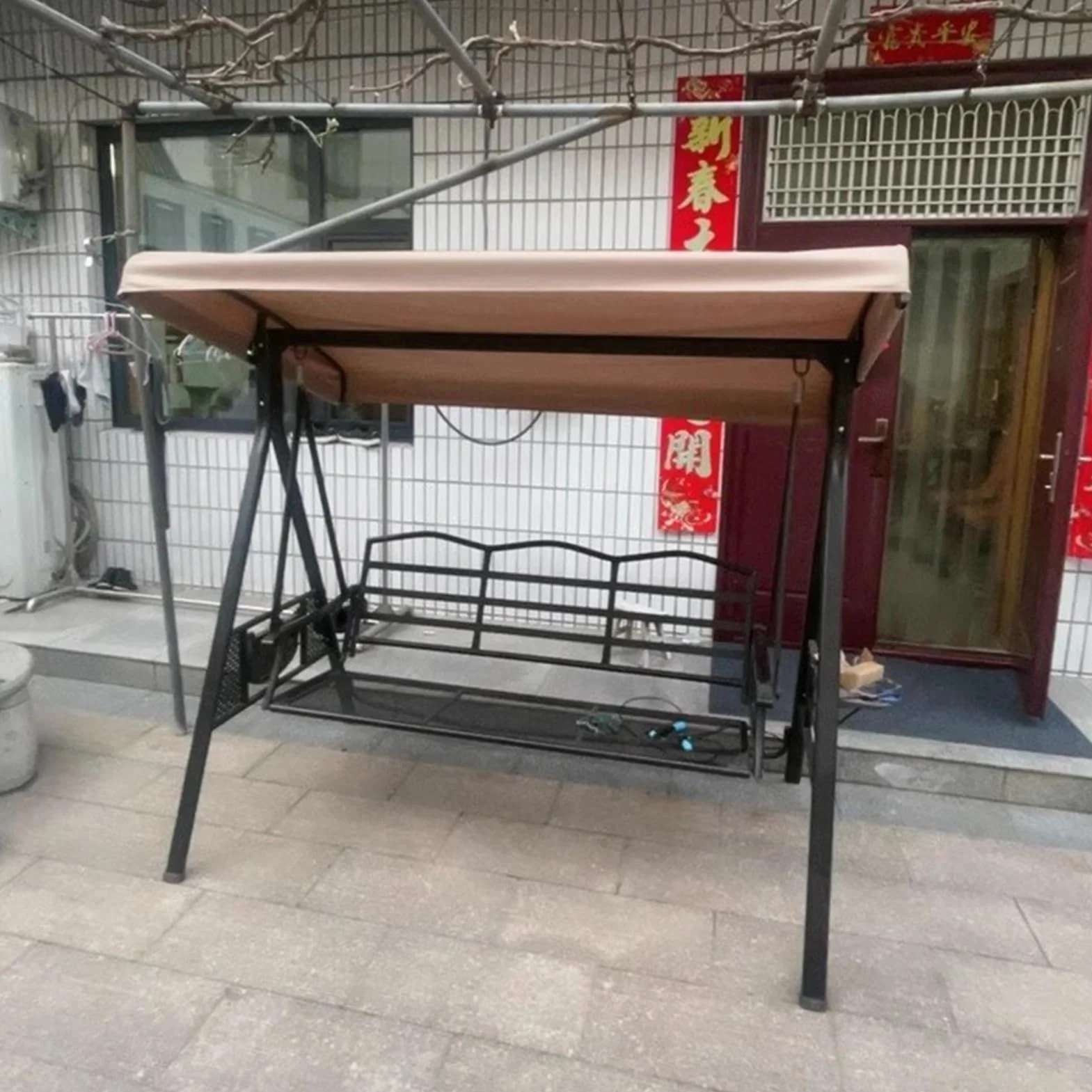 Toldo De Repuesto para Columpio de Jardín,Cubierta de Techo Impermeable Antirayos UV para Patio de 2 a 3 Plazas,para Jardín al Aire Libre,Solo Cubierta(Size:3 Seater:198×125cm/79×49in)