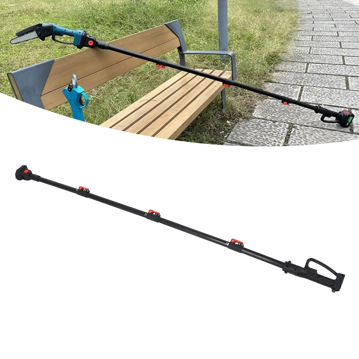 Varilla de Extensión Telescópica de Aluminio, Compatible con Baterías BL1820 BL1830 BL1840 BL1850 BL1860, 4 Postes para Podadora Eléctrica, 21V