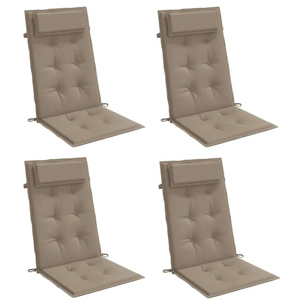 vidaXL Cojines de Silla con Respaldo Alto 4 uds Tela Oxford Gris Taupe, cojín, cojín para Silla, cojín para Asiento, cojín para sillón