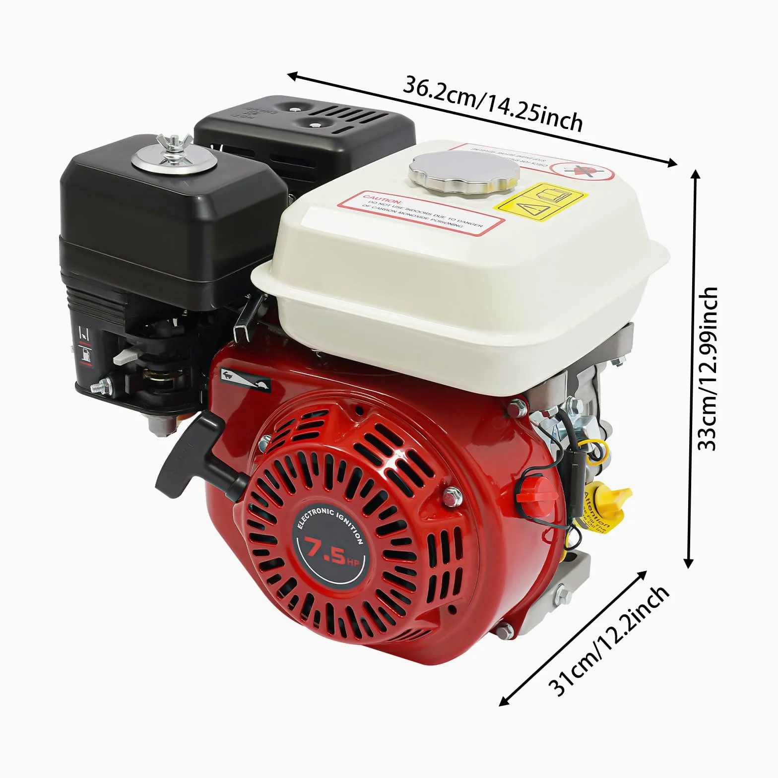 Motor de gasolina de 4 tiempos, 7,5 CV, 3000 W, motor de karts, motor motriz con eje de 20 mm Ø 3600 rpm, motor de gasolina Go Kart, motor industrial, 1 cilindro, refrigerado por aire