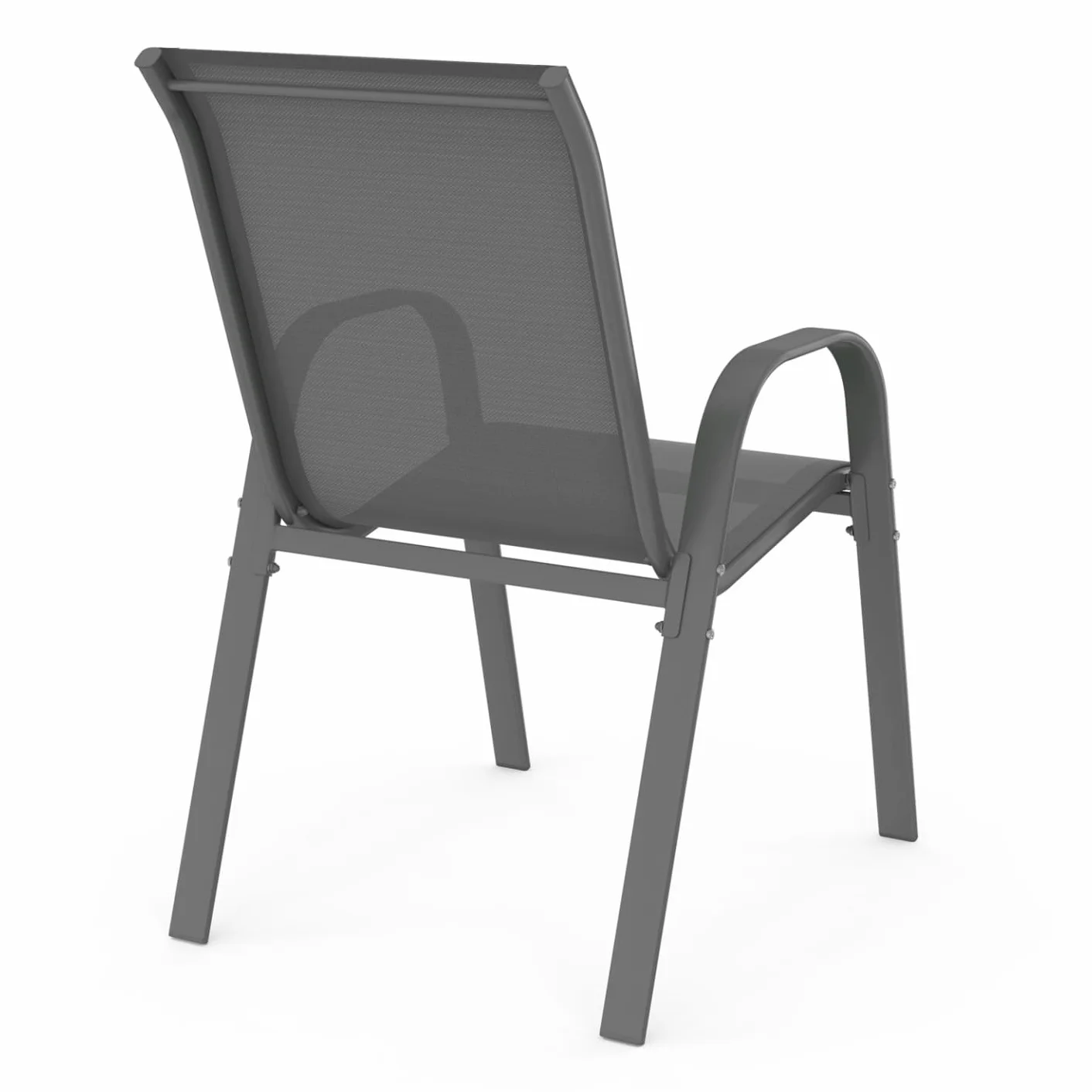 IDMarket LYMA - Juego de 4 sillas de jardín apilables de metal y textileno, color gris