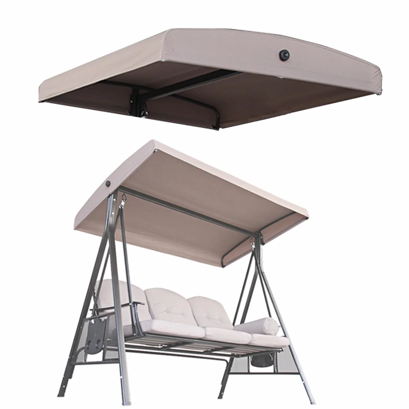 Toldo De Repuesto para Columpio de Jardín,Cubierta de Techo Impermeable Antirayos UV para Patio de 2 a 3 Plazas,para Jardín al Aire Libre,Solo Cubierta(Size:3 Seater:198×125cm/79×49in)