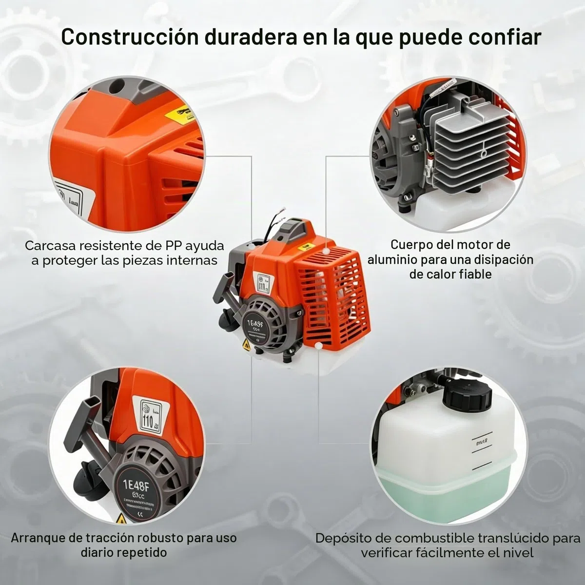 Motor de gasolina de 2 tiempos de 3 CV, motor de gasolina de 2,2 kW, 63 cc de cilindrada, 8500 rpm, enfriado por aire, arranque por cable, cilindro único, ligero y portátil, motor de arranque ligero