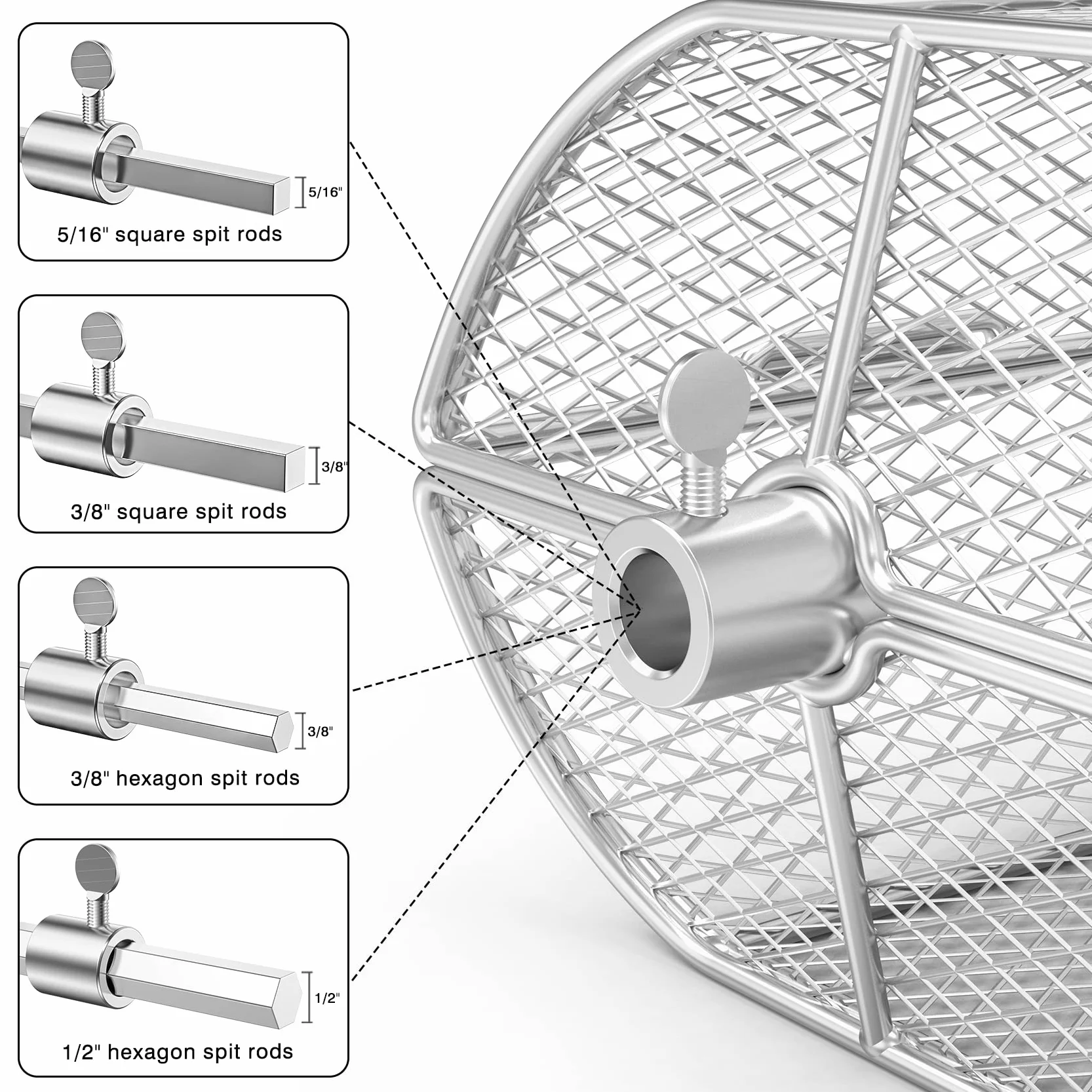 onlyfire BRK-6039 INOX Universal Rotisserie Parrilla maní habas Fritas Cesta se Adapta para Cualquier asador Parrilla de Gas