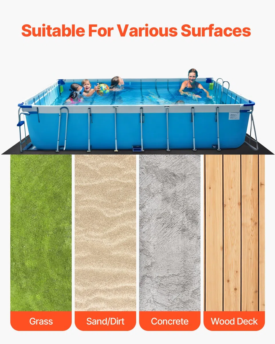 VEVOR Revestimiento Rectangular para Piscinas, 3,7 x 7,3 m Revestimiento Extragrueso para Piscinas Elevadas, Evita Pinchazos, Base de Geotextil Reciclado, Prolonga la Vida Útil del Revestimiento