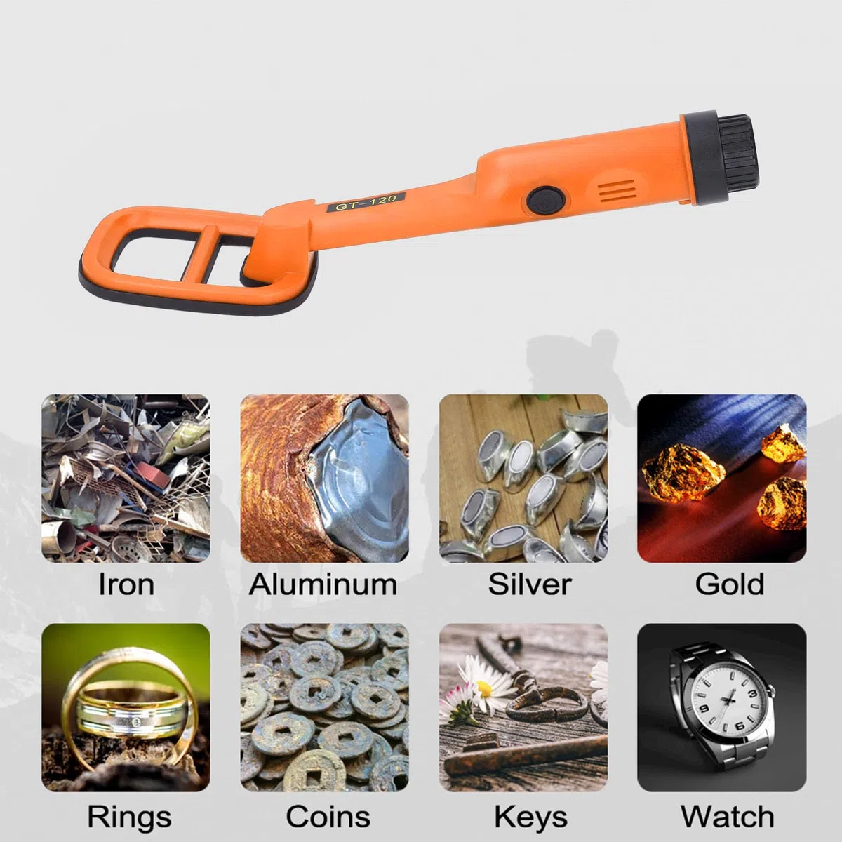 Detector de Metales Pinpointer Coil Waterproof, Buscador de Monedas Subacuático de 9,84 Pies, Ip68 Localizador de Tesoros, Buscador de Oro con Luz Led, para Buceo, Lecho Marino Y Lagos (Naranja)
