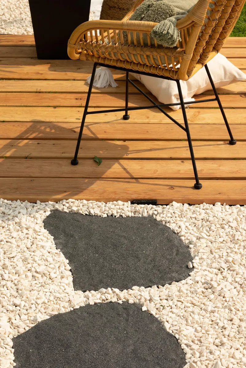 bepco Piedras de paso Placas de jardín Placas de parterre Placas de camino Juego de 4, Goma (Juego de 4 piedras de paso de piedra natural de goma reciclada, 53 x 45 x 1,8 cm, gris)