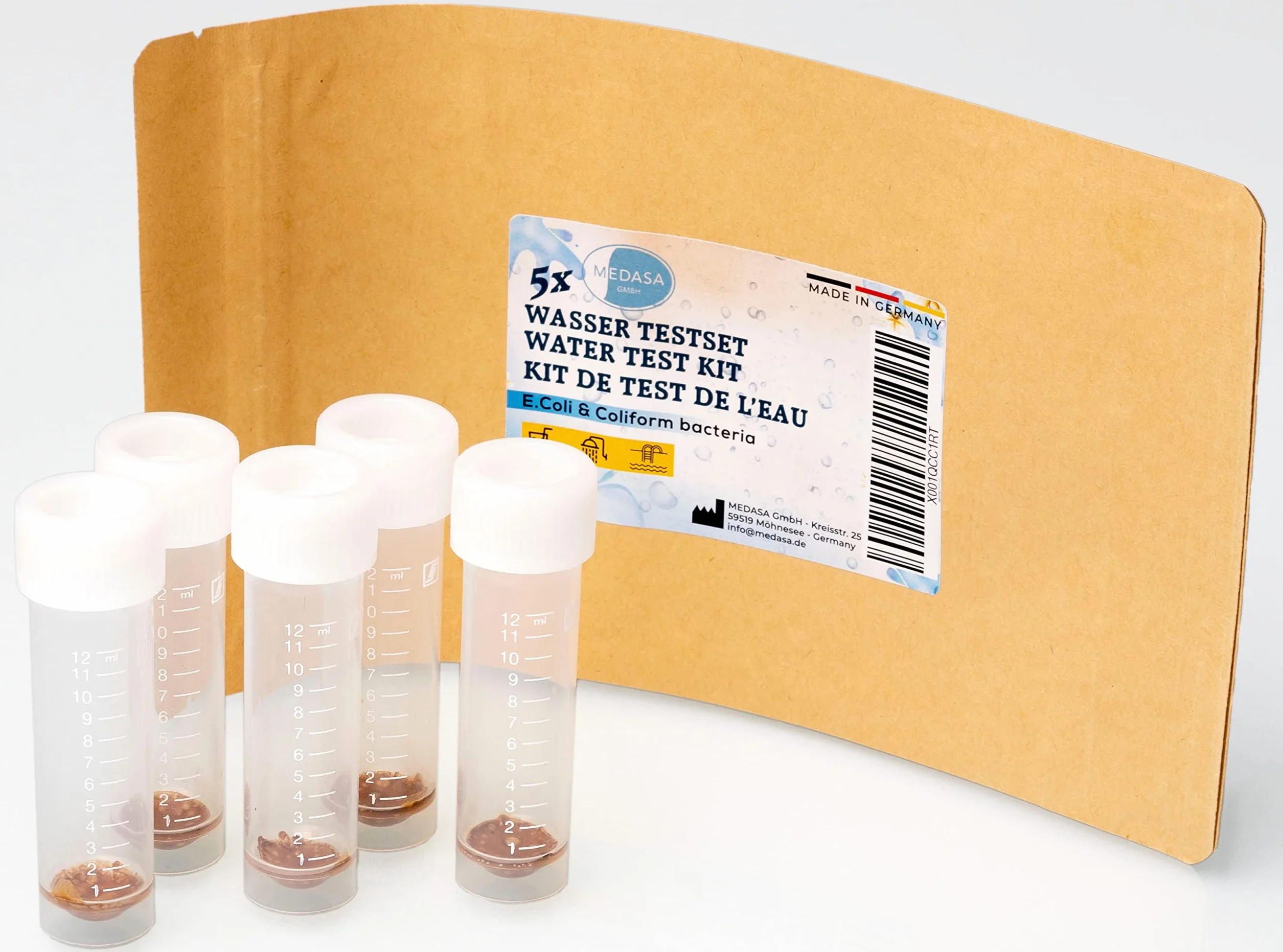 Prueba de agua para bacterias coliformes E.coli Test en agua potable y agua de pozo (5 x set de prueba)