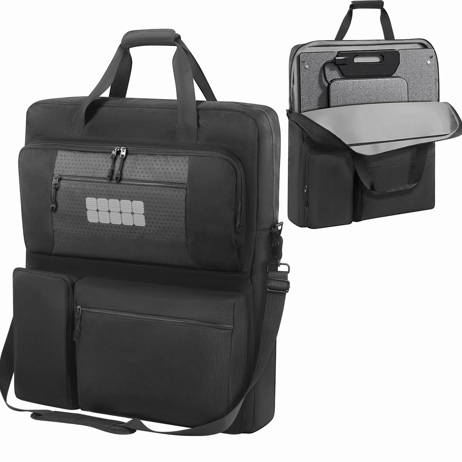 Funda de transporte de viaje compatible con ECOFLOW/BLUETTI/Anker, bolsa de almacenamiento portátil de panel solar con bolsillos y correa para el hombro, Para panel solar Bluetti de 100 W y
