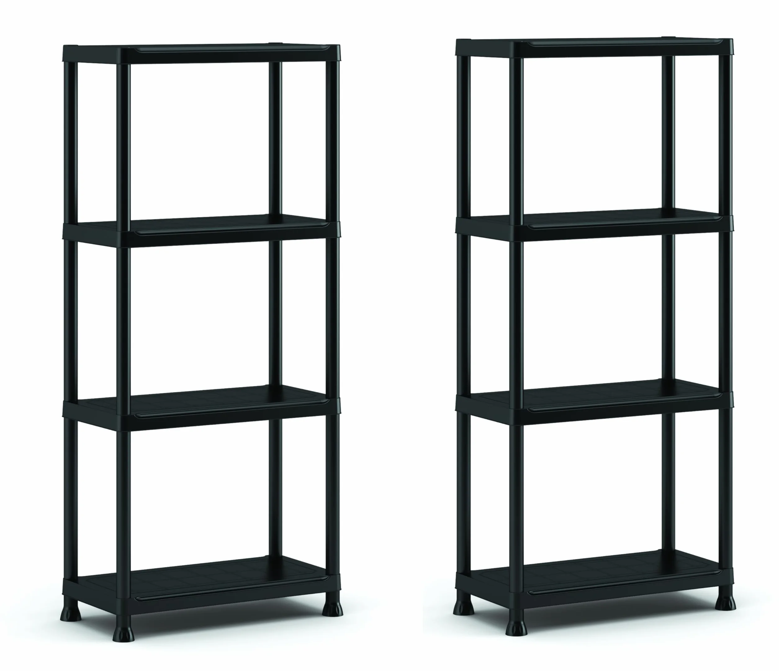 Keter Juego de 2 estanterías 60/4, Color Negro, 4 estantes, Capacidad máxima 20 kg Cada uno, 60 x 30 x 135 cm