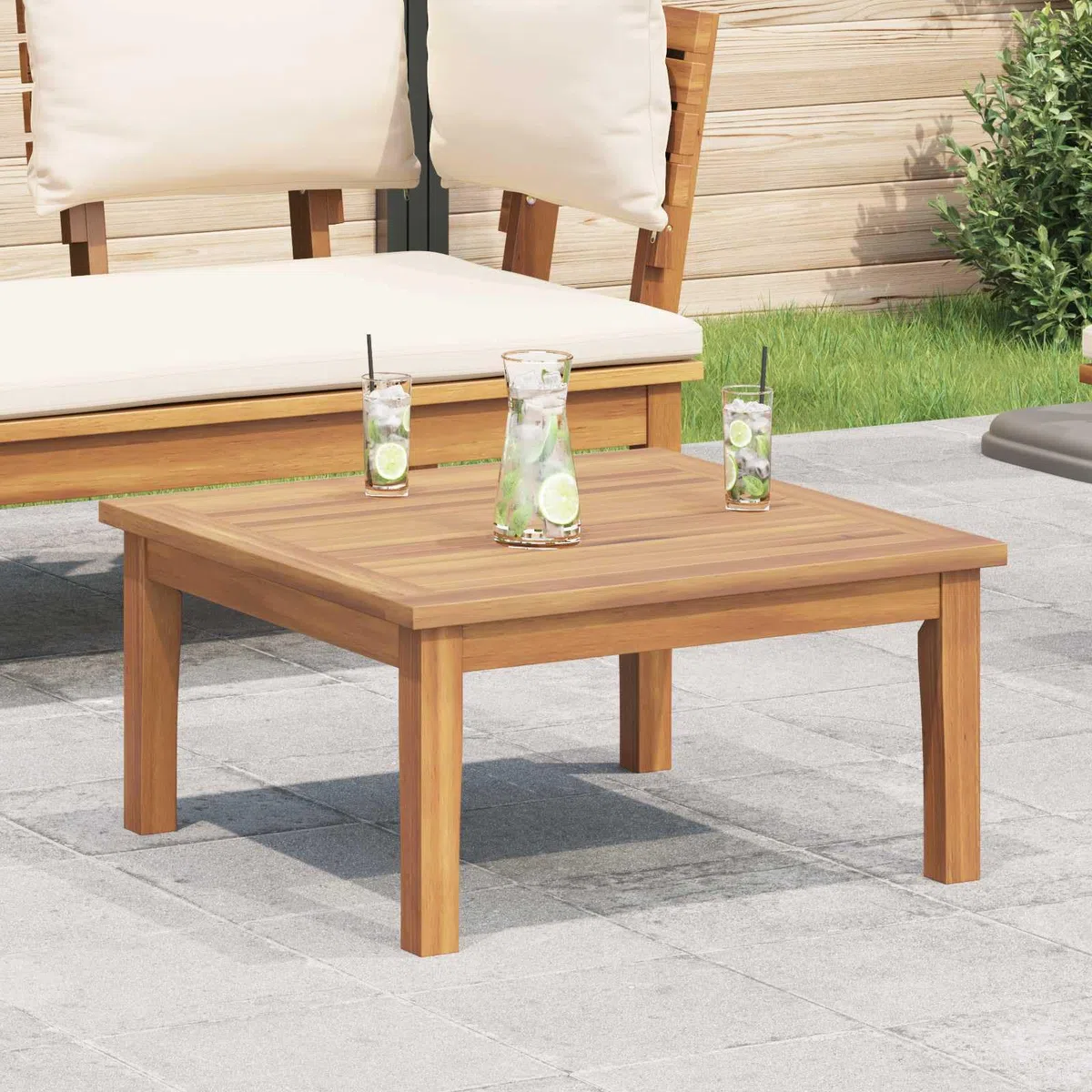 vidaXL Mesa de Jardín Marrón Madera Maciza de Teca, Conjunto de Muebles de Jardín, Mesa Rectangular de Teca, Asientos Modernos, Resistente al Clima, Estilo Patios