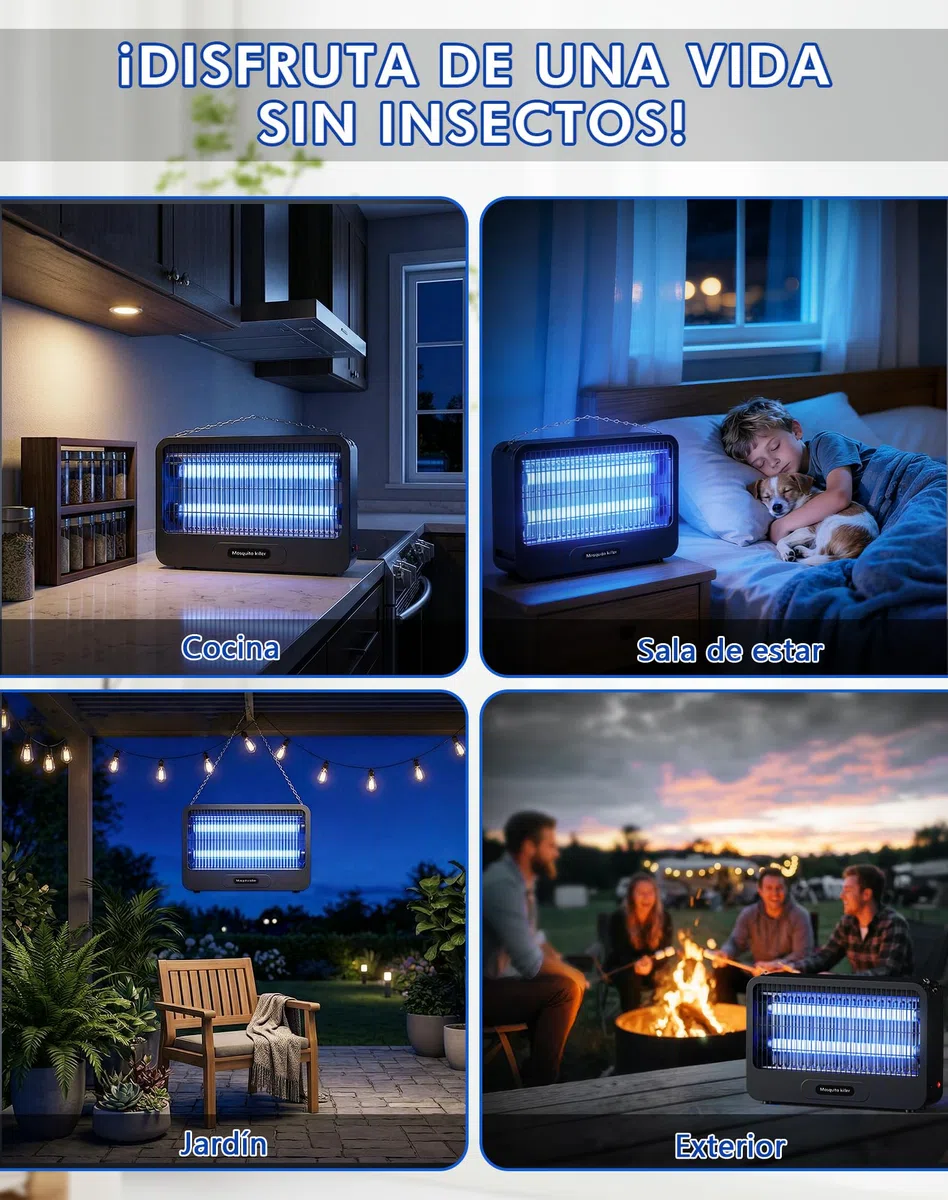 Lámpara Antimosquitos Exterior, 3500V 20W Mata Mosquitos Electrico, Lampara Mosquitos Silenciosa, Resistente al Agua IPX4, para Interior, Exterior, Cocina, Dormitorio, Jardín, Patio(100m²)