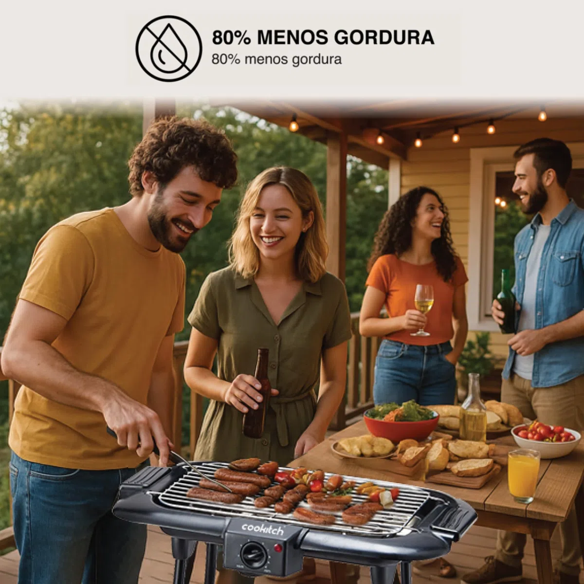 Barbacoa Eléctrica 2000W, 2 en 1 - Parrila Eléctrica de Pie y de Mesa, Portátil, Sin Humo, Calienta rápido con regulador de temperatura, Incluye Cortavientos