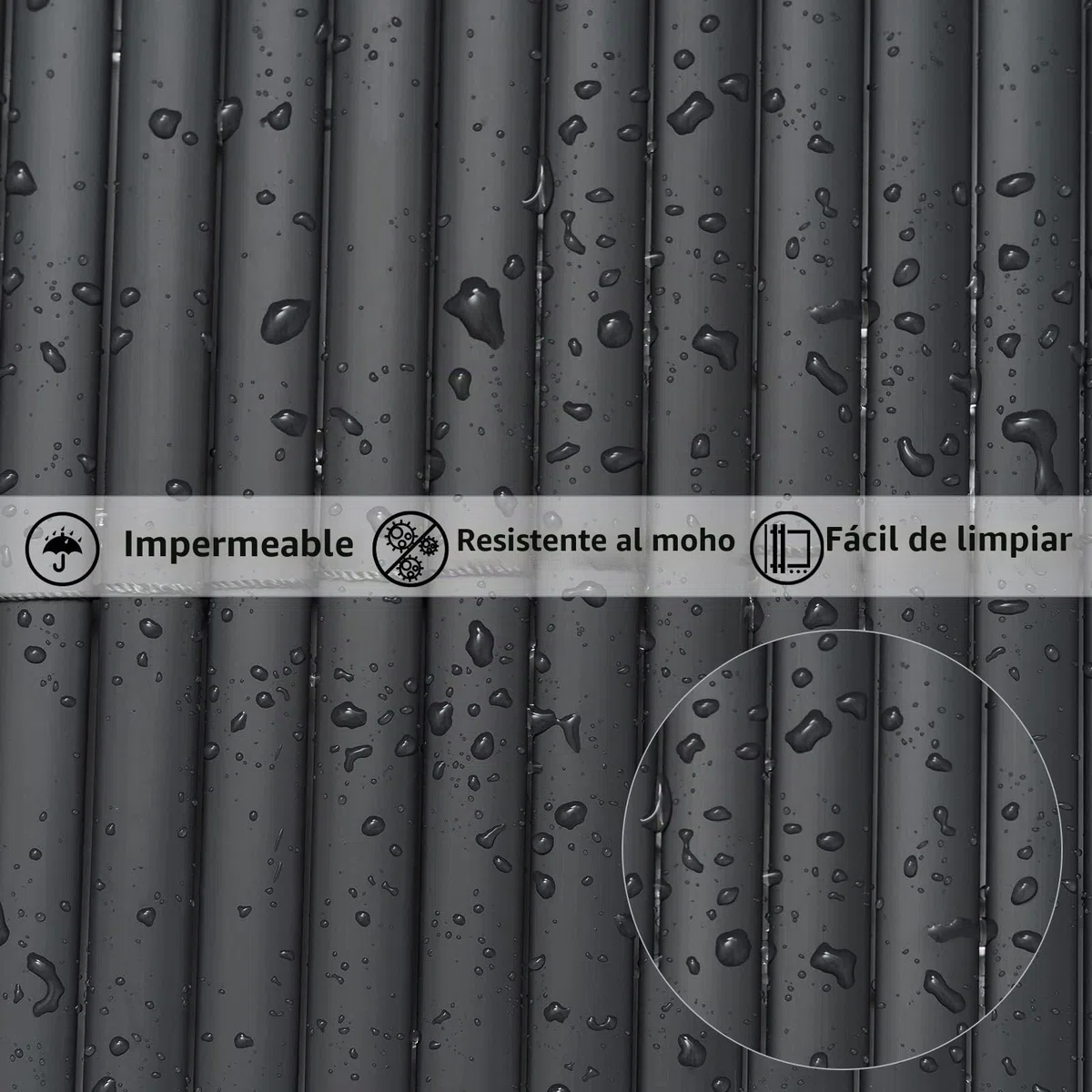 WOLTU Cañizo PVC pantallas protectoras 500x120 cm, resistente a los rayos UV protección contra el viento, valla privacidad para Jardín, Balcón o Terraza, Gris