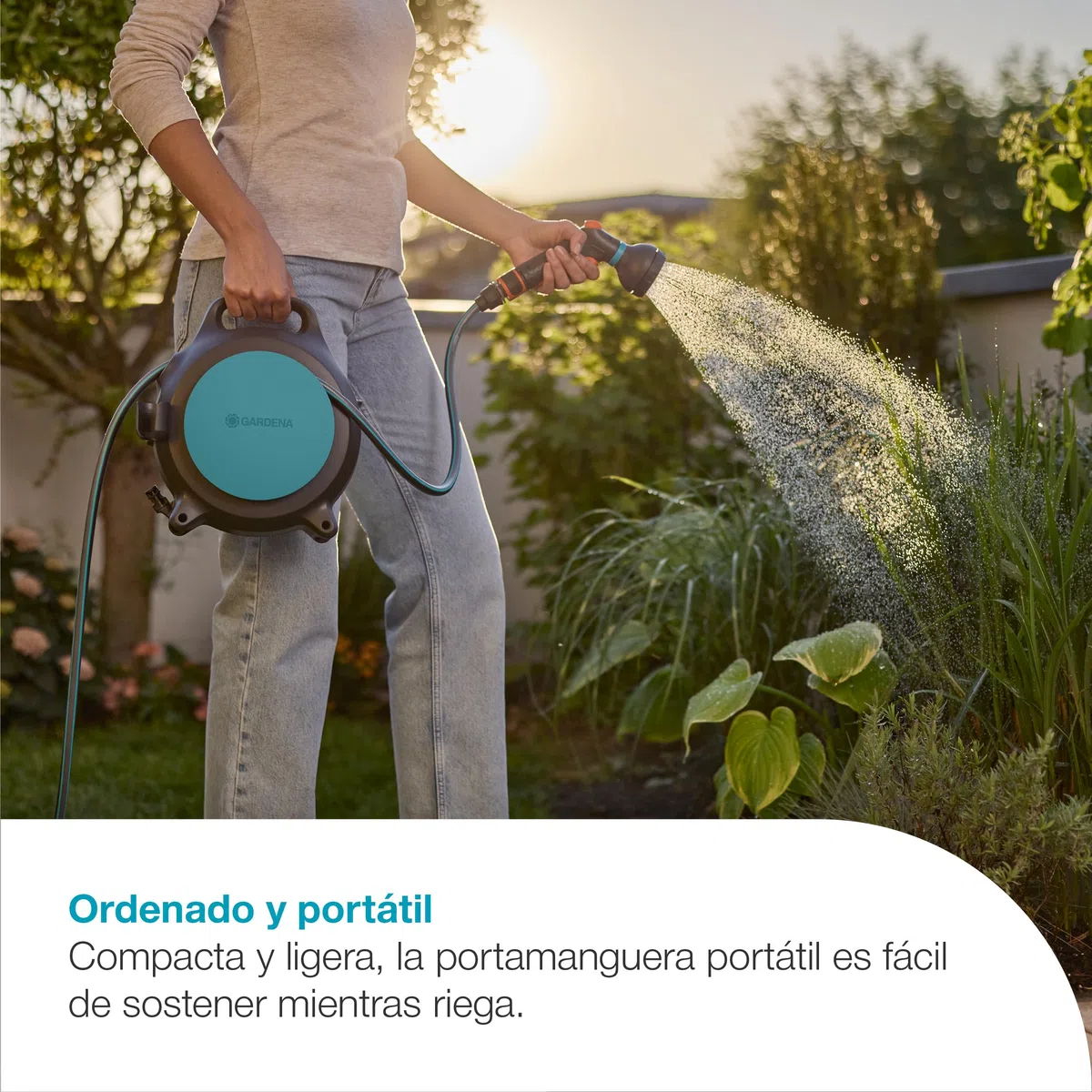 Gardena Portamangueras portatil Move Almacenamiento de mangueras: Ordenado y portátil, enrollado cómodo de la manguera, Almacenamiento que ahorra espacio (18692-20)