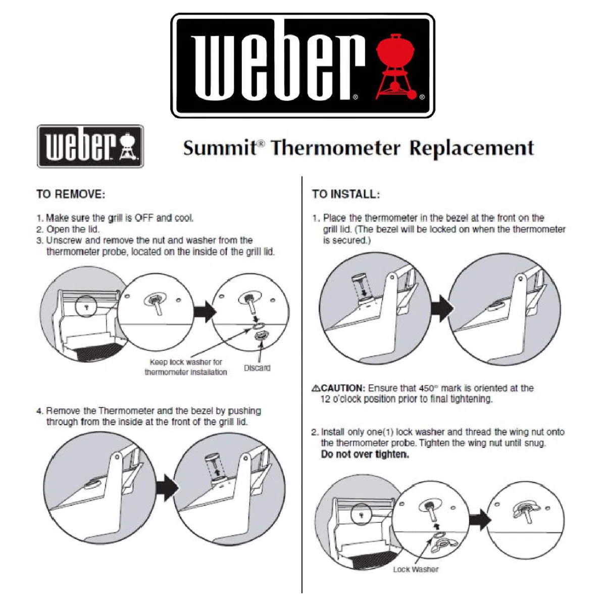 Weber # 60393 Genesis/Summit Termómetro sin pestaña