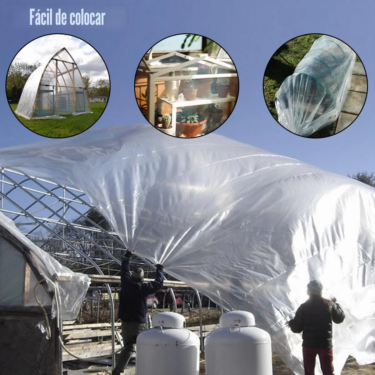 VEVOR Película de Invernadero de Polietileno, 7,3 m de Largo x 15,2 m de Ancho, Transparente, túnel de 0,15 mm de Grosor, láminas de Polietileno Resistentes al desgarro como láminas de plástico para