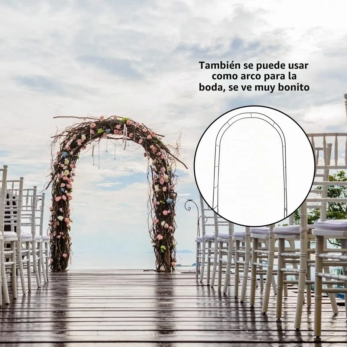 Arco de Jardín de Metal Grande, Pérgola para Plantas Trepadoras, Decoración de Bodas y Patio Trasero