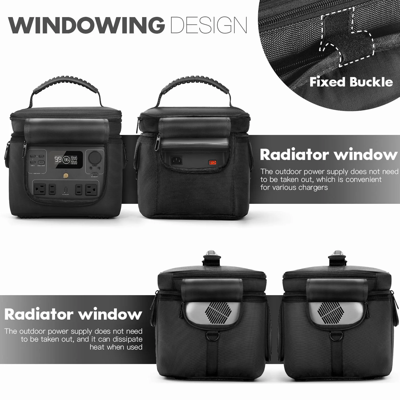 Funda de transporte compatible con ECOFLOW River 2 MAX/River 2 PRO estación de energía portátil, bolsa de almacenamiento con cremallera lateral, bolsillos de dos capas para cable de carga y