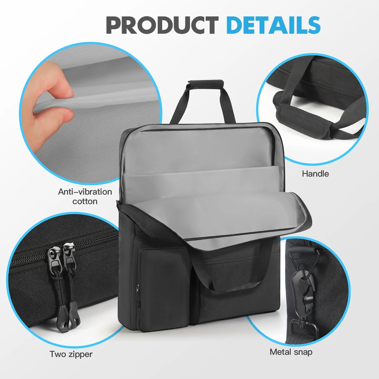 Funda de transporte de viaje compatible con ECOFLOW/BLUETTI/Anker, bolsa de almacenamiento portátil de panel solar con bolsillos y correa para el hombro, Para panel solar Bluetti de 100 W y