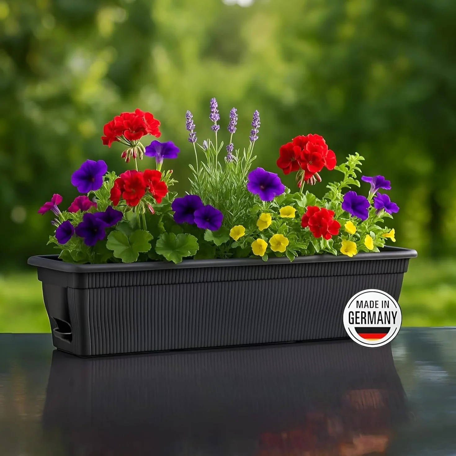 2 jardineras para balcón de 100 cm, con almacenamiento de agua, antracita, 25 L, resistentes a la intemperie, con inserto, jardineras largas para balcón y jardín, resistentes a la intemperie, color