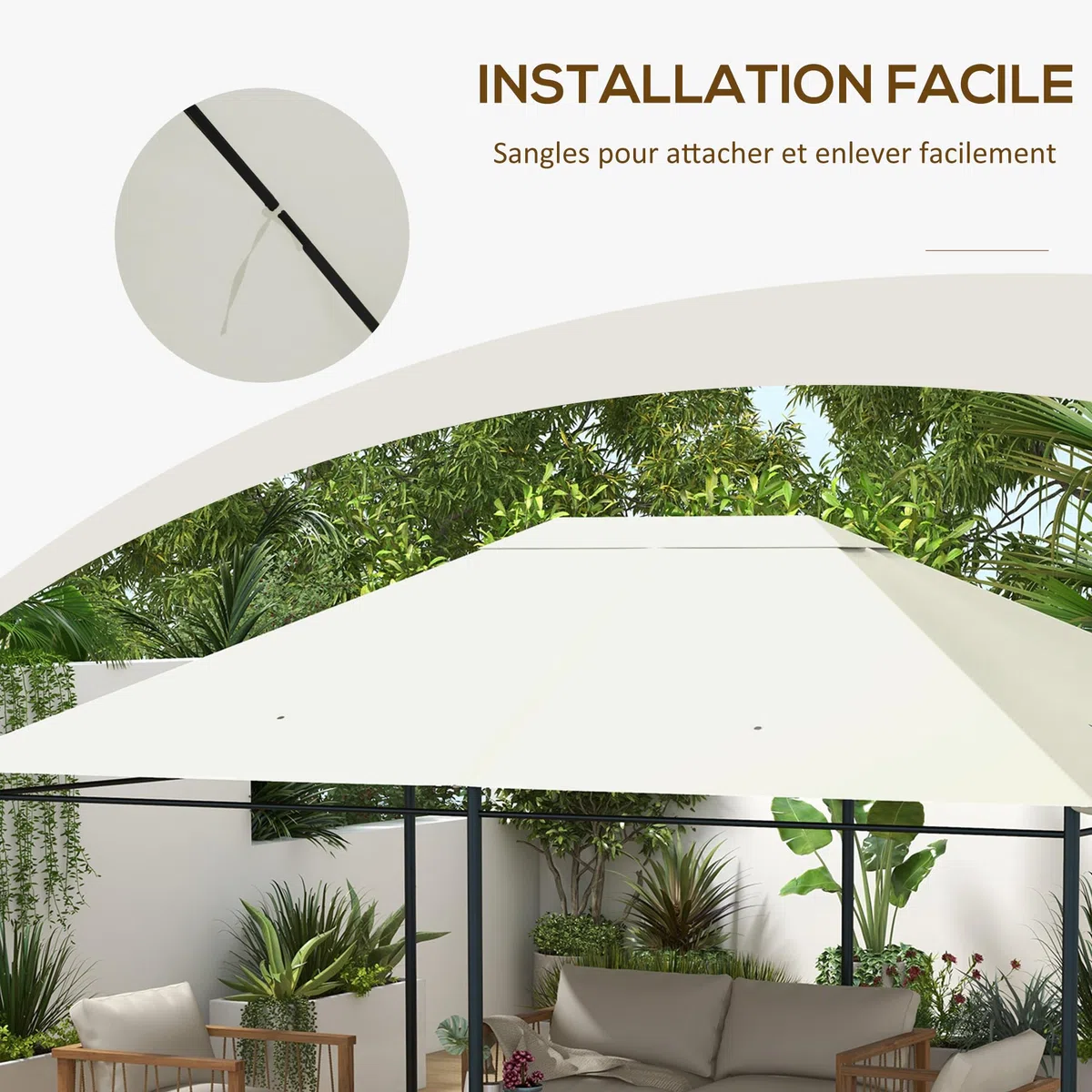 Outsunny - Lienzo de repuesto para pabellón carpa de techo de repuesto, cenador de jardín, tejido de poliéster de alta densidad, 180 g/m², anti UV, 3 x 4 m, color crema