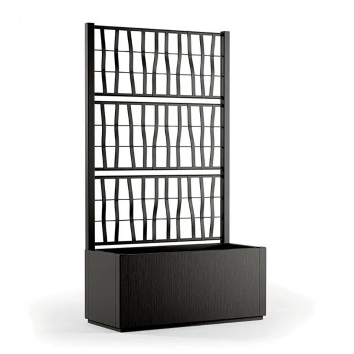 Tomaino - Jardinera con enrejado de plástico, separación de malla para plantas trepadoras para el exterior, terraza, jardín 80x36x140 h cm (Jardinera con enrejado, Negro)