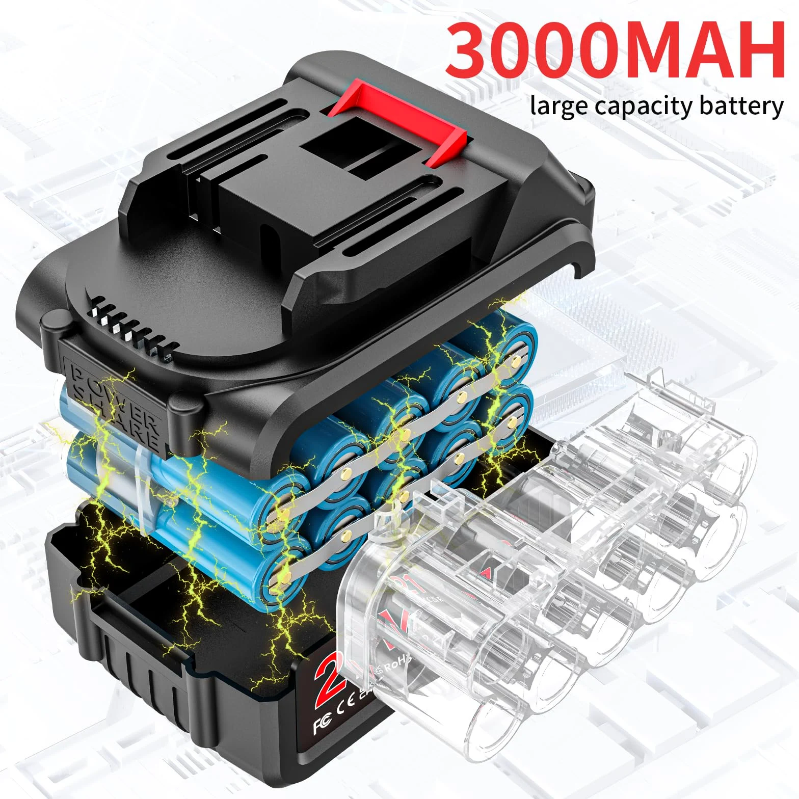 Brushless Mini Motosierra Bateria 12 Pulgadas, 1300W Motosierra Eléctrica con Lubricación Automática,2 * 3000mAh Batería Motosierras Inalámbrica para Podar Árboles de Jardinería. (S)