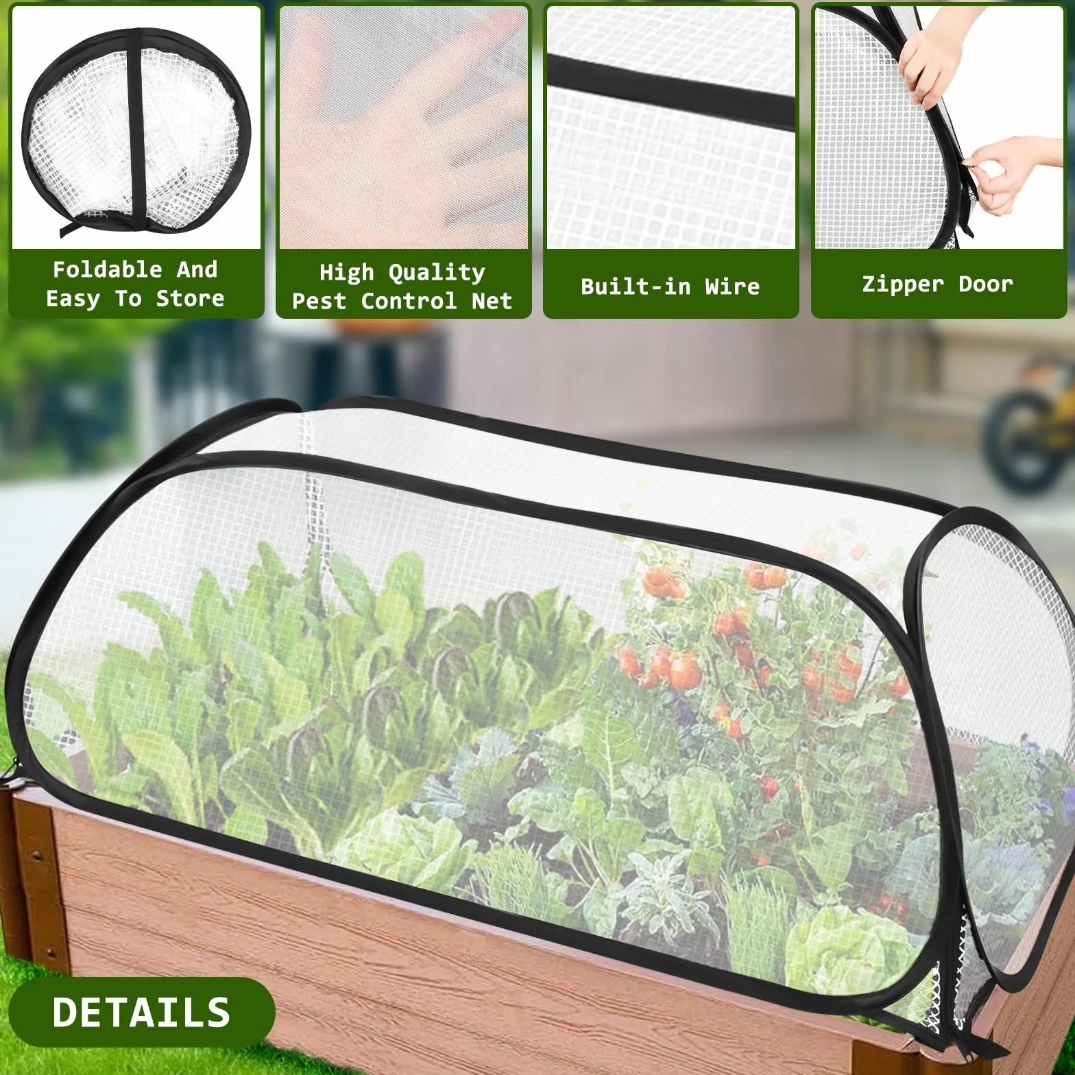 Invernadero Túnel, 114,3 x 55,9 x 40,6 cm Mini Invernadero Pop Up Cubierta de Plantas de Jardinería Portátil Pequeña PVC con Puerta con Cremallera para Proteger Las Verduras y Frutas de los Animales