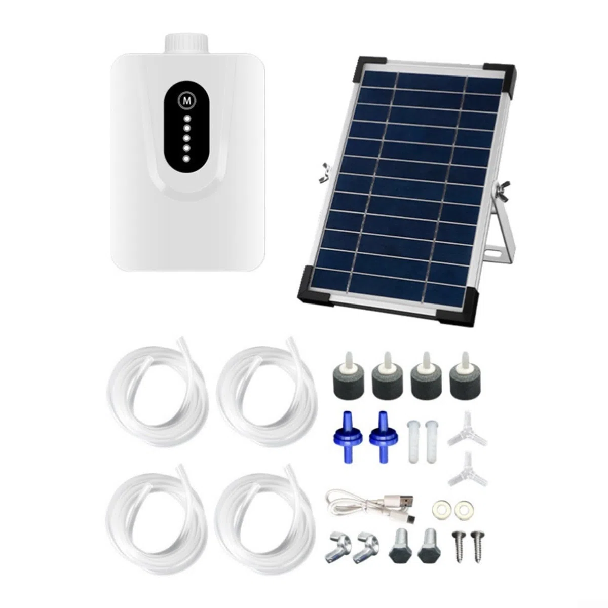 Oxigenador solar para estanque, bomba de aire para acuario, 6 W, 6 V, con batería de 6000 mAh, aireador de estanque oxigenador para pecera, carga dual USB
