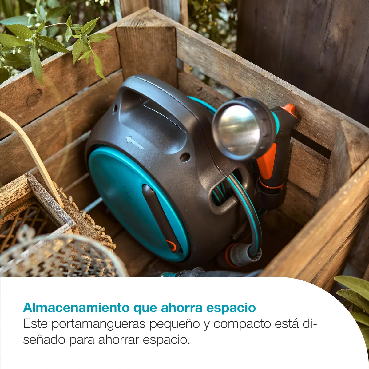 Gardena Portamangueras portatil Move Almacenamiento de mangueras: Ordenado y portátil, enrollado cómodo de la manguera, Almacenamiento que ahorra espacio (18692-20)