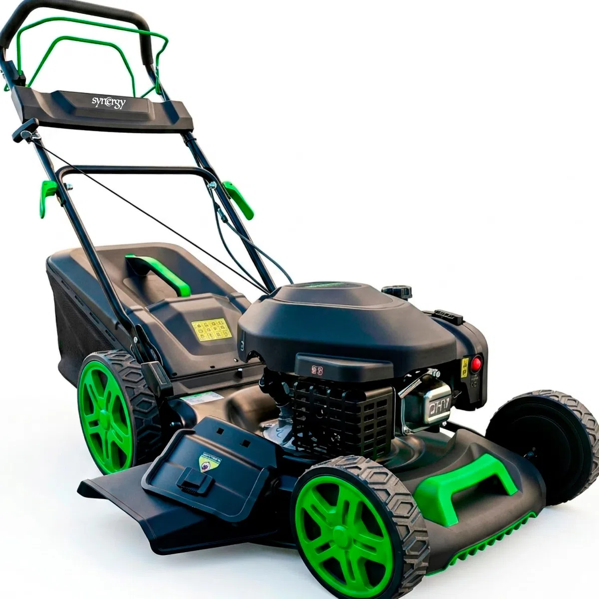 Cortacésped Gasolina autopropulsado 200cc 51 cm con Mulching y Saco 65l, chasis metálico Reforzado. Corta césped rápidamente sin Esfuerzo con su tracción Trasera. cortacésped Gasolina Profesional