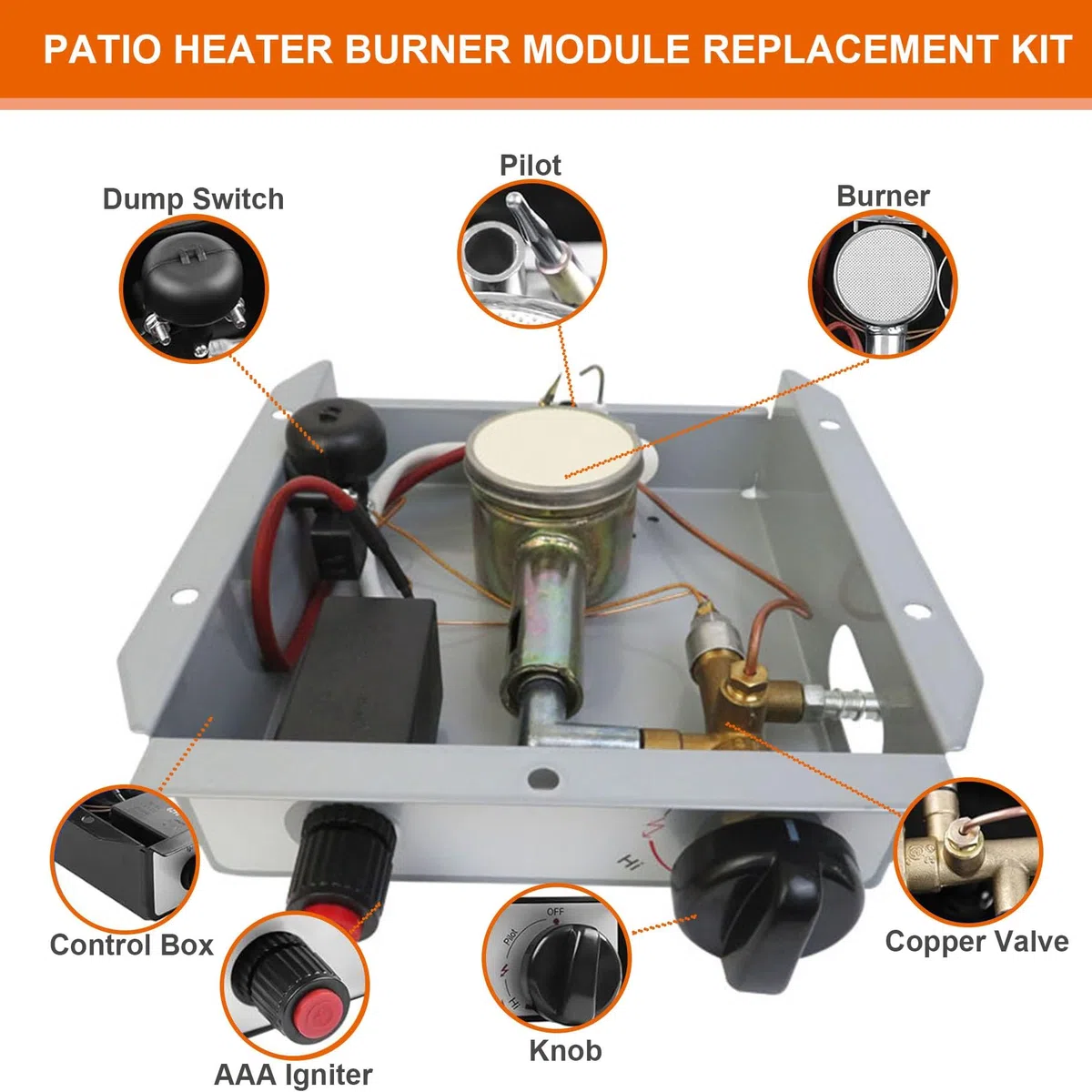Kit De Repuesto De Módulo De Quemador De Calentador De Patio De 47000 BTU, 4 Bolt Pirámide Calentador De Patio Piezas De Repuesto del Quemador