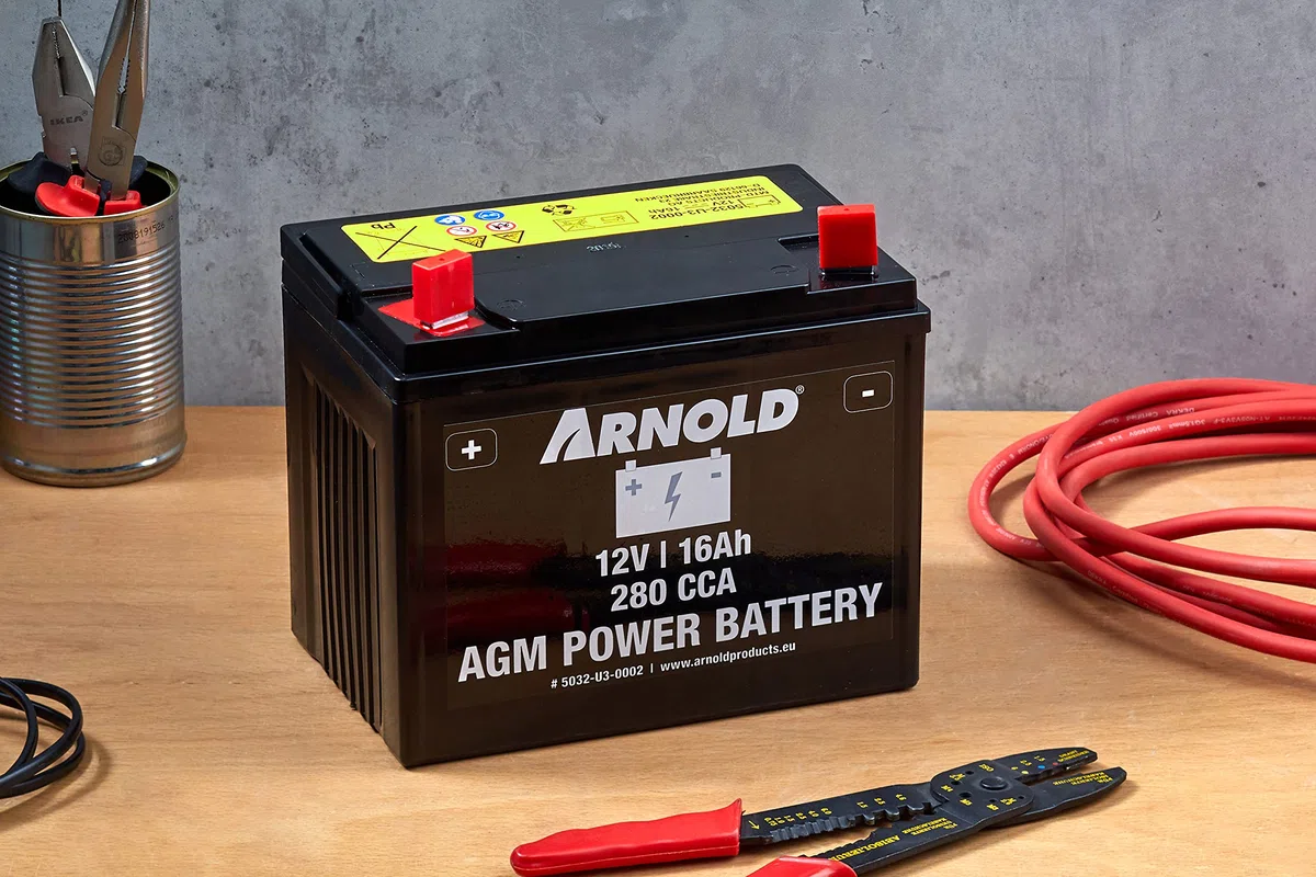 ARNOLD AZ100 - Batería AGM 12 V 16 AH 280 CCA para cortacésped