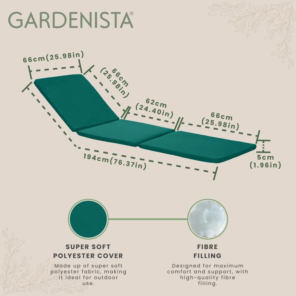 NEW Gardenista Keter Allibert Daytona Sun Lounger Replacement Cushion - Green
